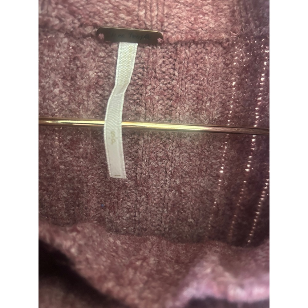 Cottage-core Fall fringe knit purple pink sweater jacket small - Picture 7 of 9